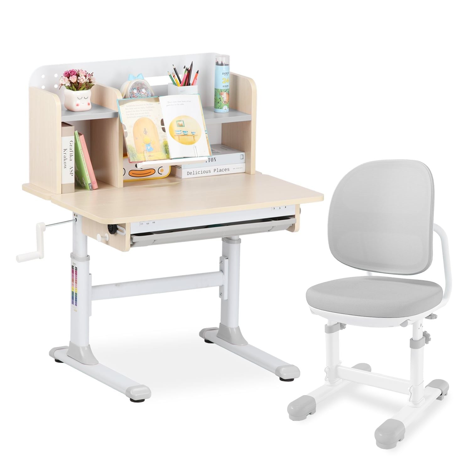 Bộ bàn học thông minh gỗ tự nhiên iSmart P80