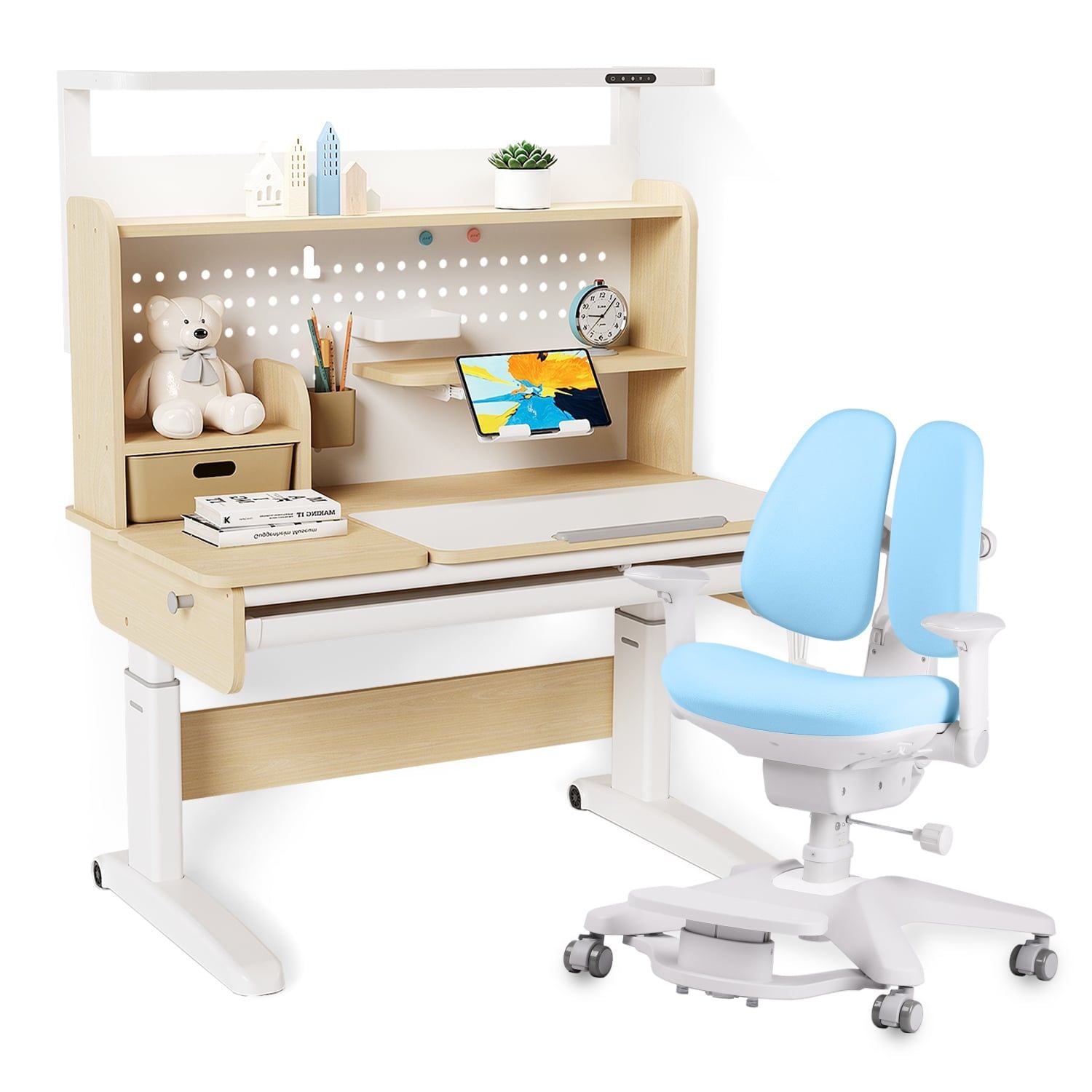 Bộ bàn học thông minh gỗ tự nhiên iSmart Stella R120-Lux