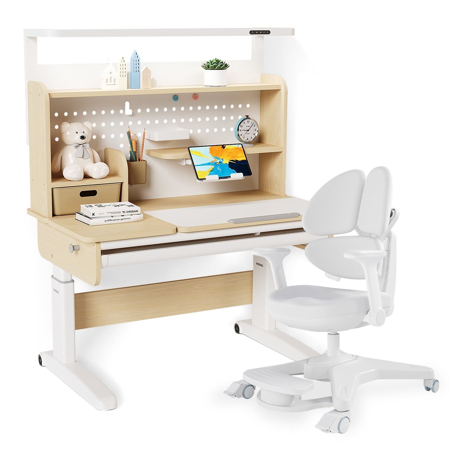 Bộ bàn học thông minh gỗ tự nhiên iSmart Stella R120-Lux