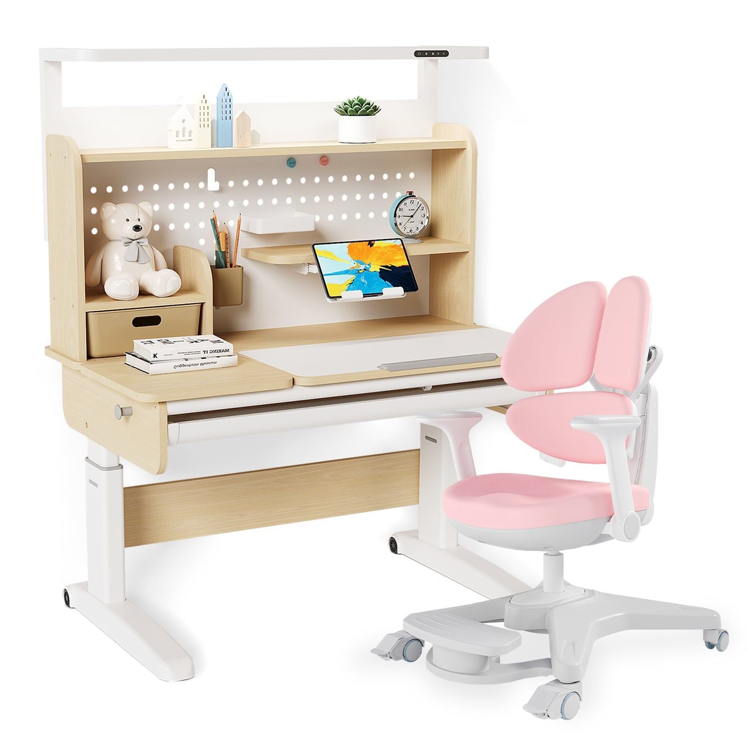 Bộ bàn học thông minh gỗ tự nhiên iSmart Stella R120-Lux