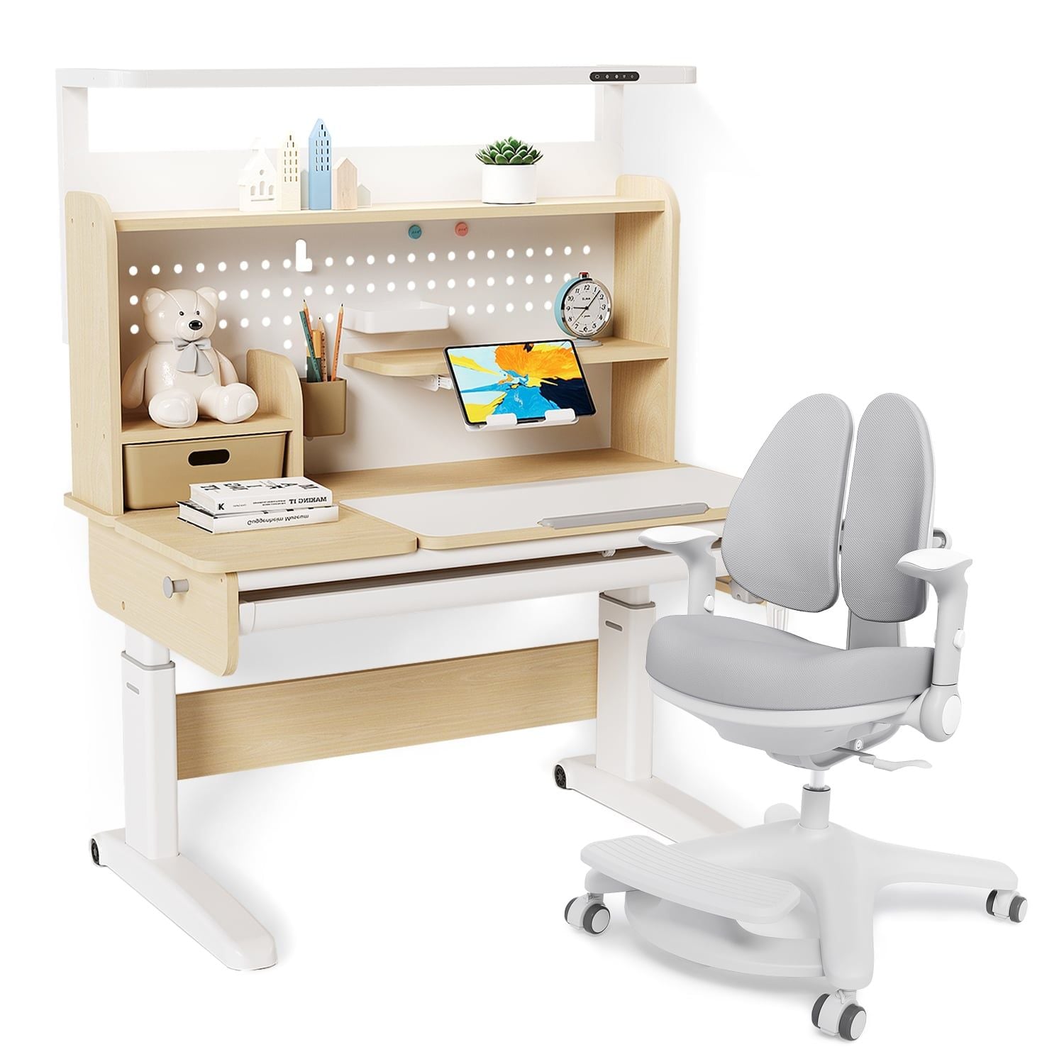 Bộ bàn học thông minh gỗ tự nhiên iSmart Stella R120-Lux