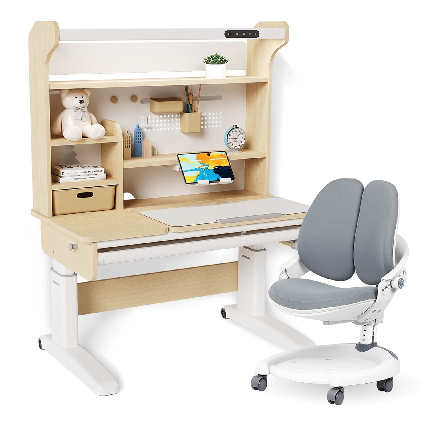 Bộ bàn học thông minh gỗ tự nhiên iSmart Stella R120-Pro
