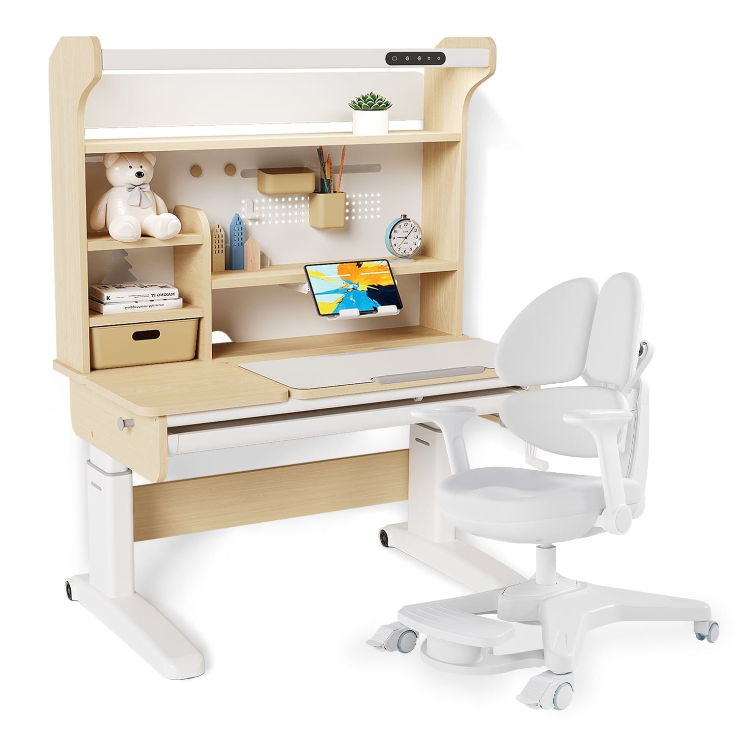 Bộ bàn học thông minh gỗ tự nhiên iSmart Stella R120-Pro