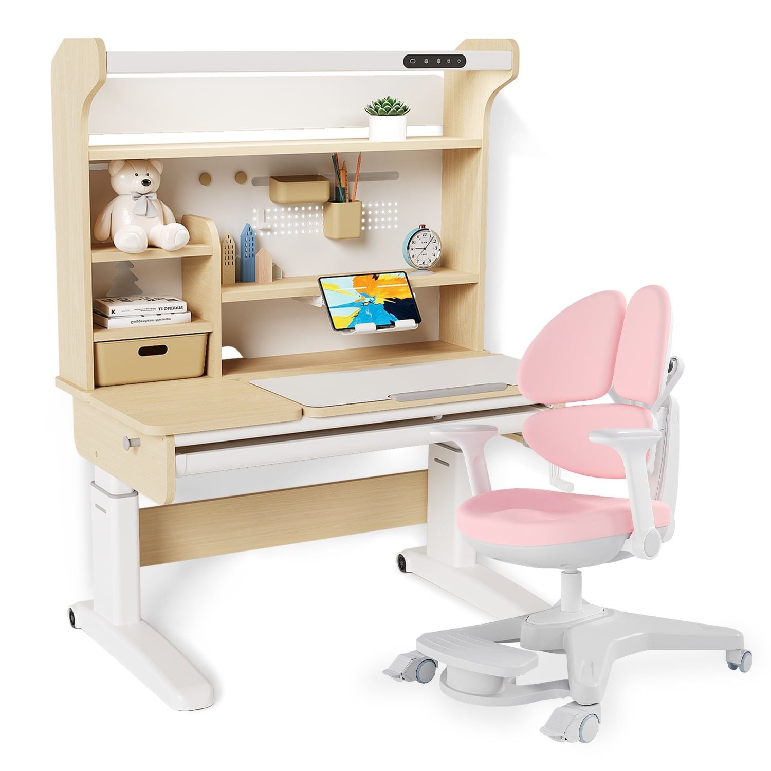 Bộ bàn học thông minh gỗ tự nhiên iSmart Stella R120-Pro