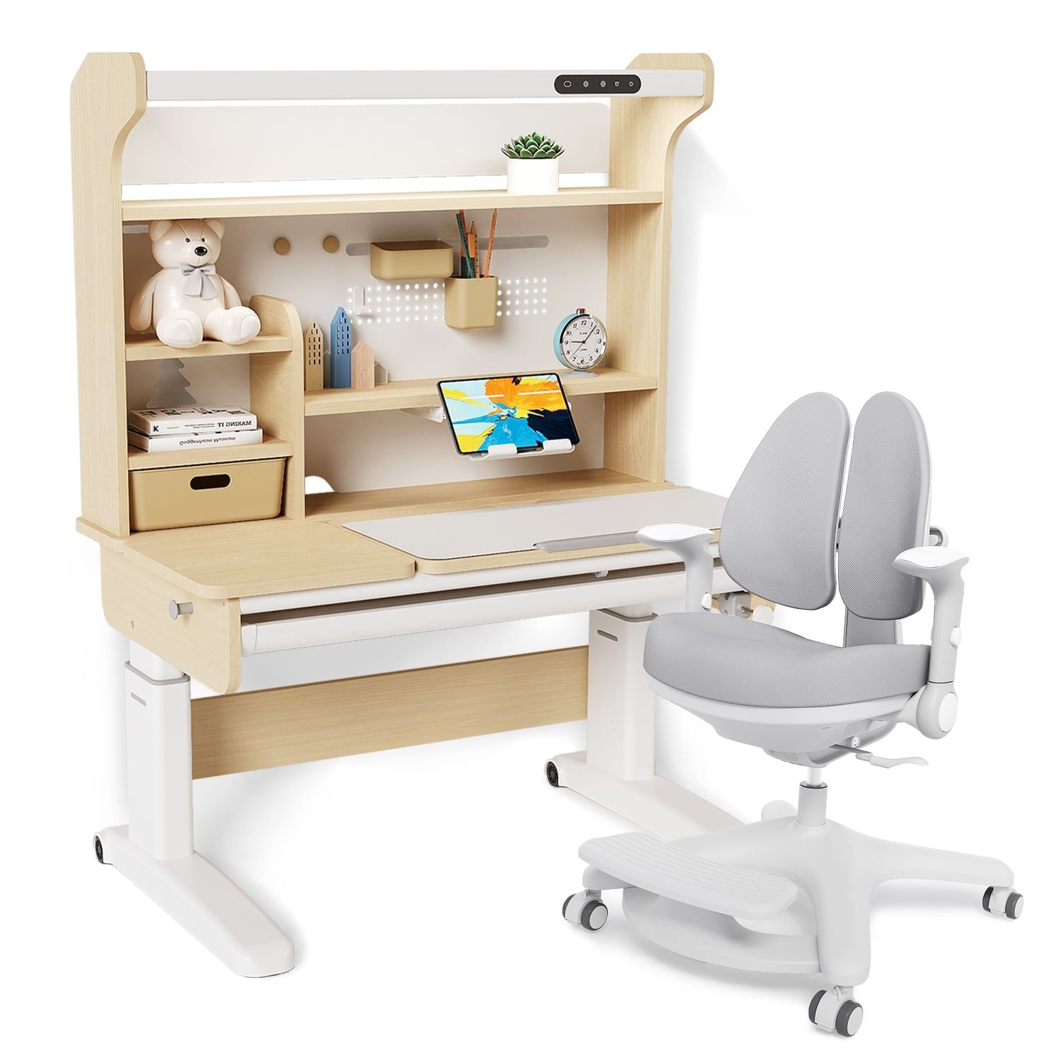 Bộ bàn học thông minh gỗ tự nhiên iSmart Stella R120-Pro
