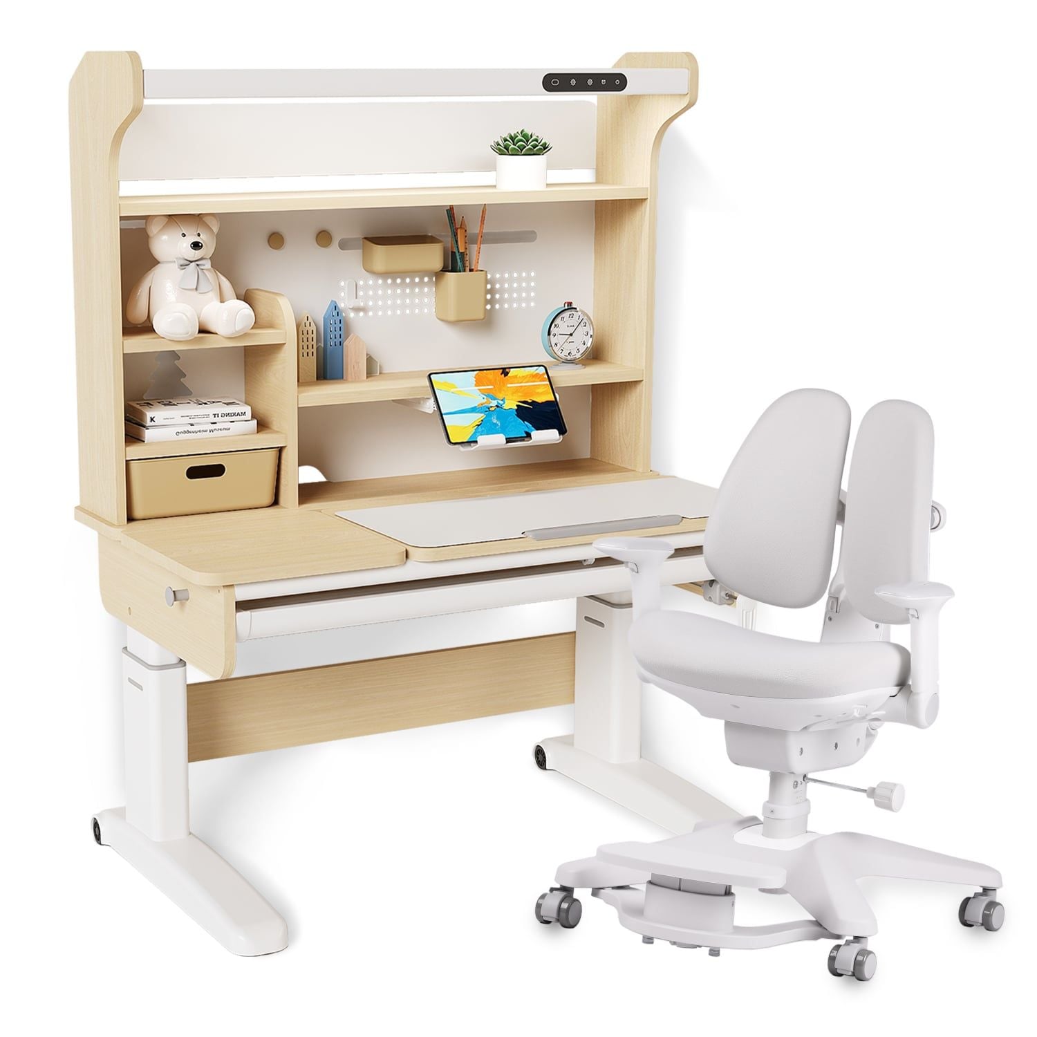 Bộ bàn học thông minh gỗ tự nhiên iSmart Stella R120-Pro
