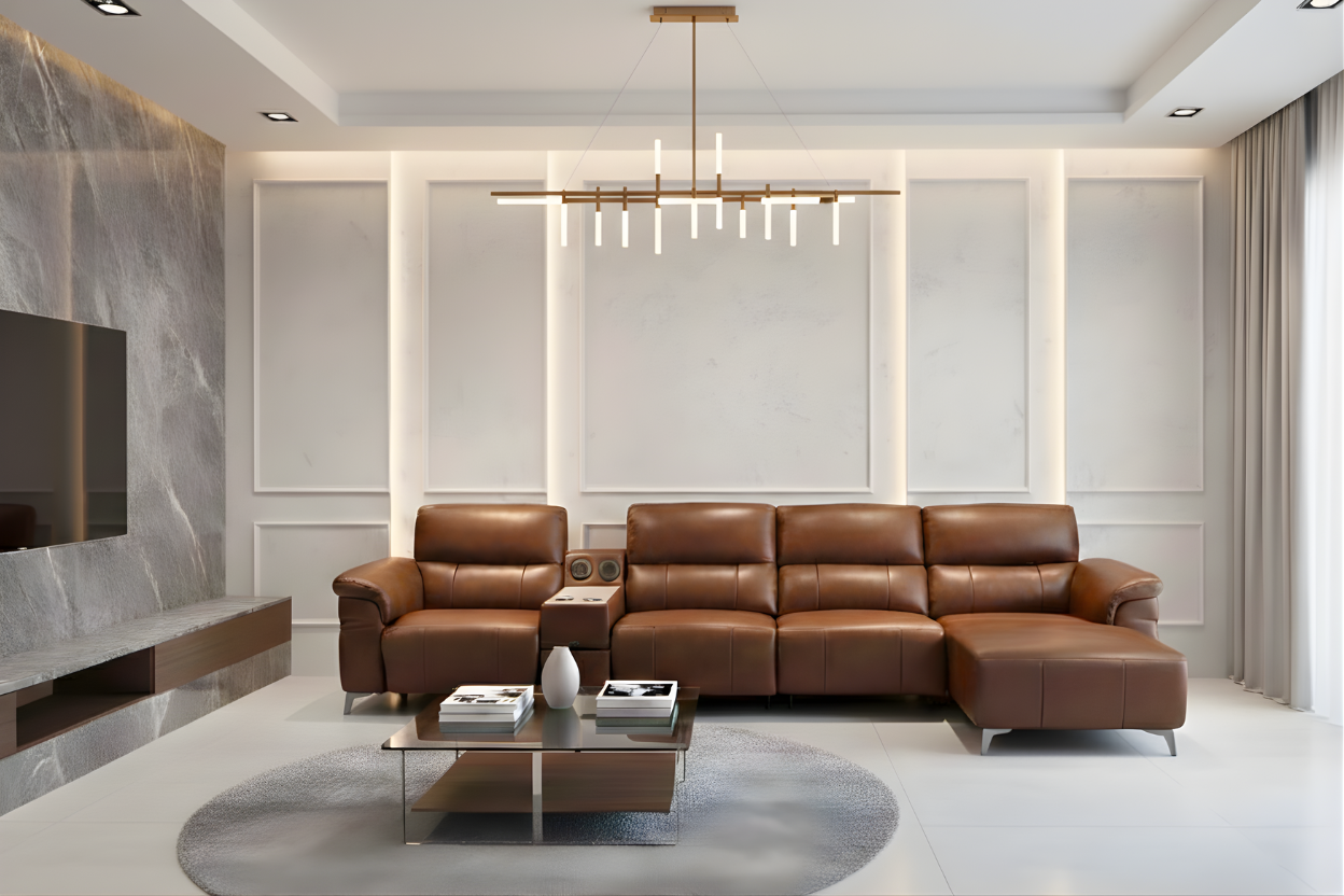 Sofa góc L4-6 chỗ, điều khiển điện, kèm bàn trà (góc trái hoặc phải)