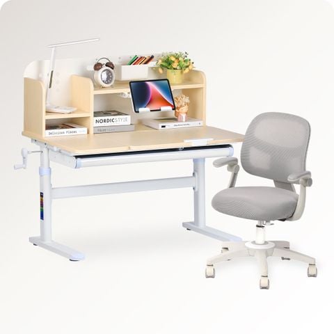  Bộ bàn học thông minh gỗ tự nhiên LEO X1000 