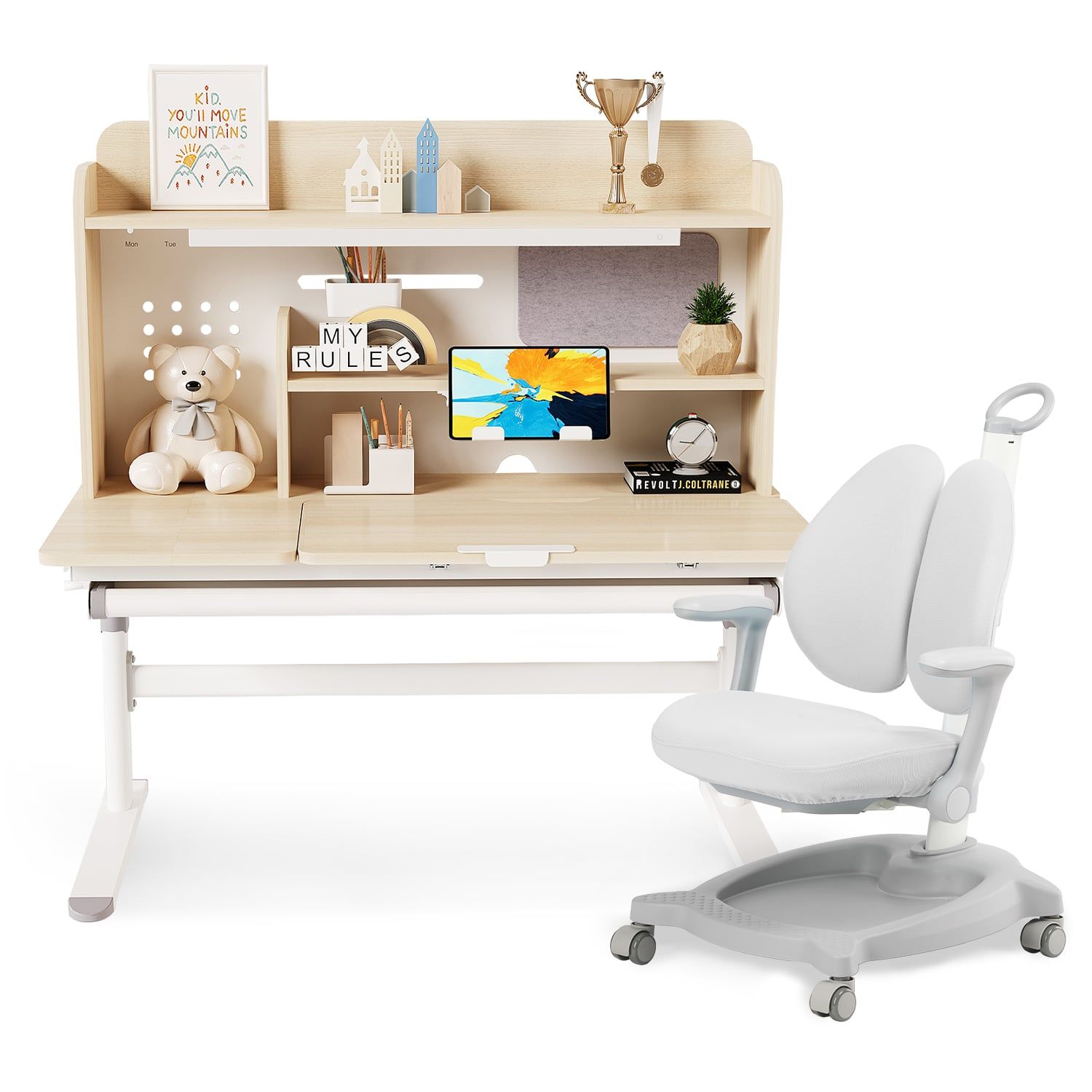 Bộ bàn học thông minh gỗ tự nhiên LEO X1200