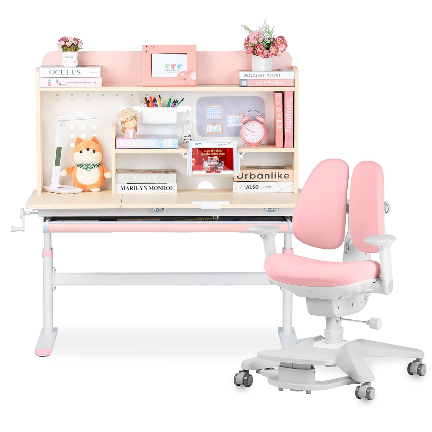 Bộ bàn học thông minh gỗ tự nhiên LEO X1200