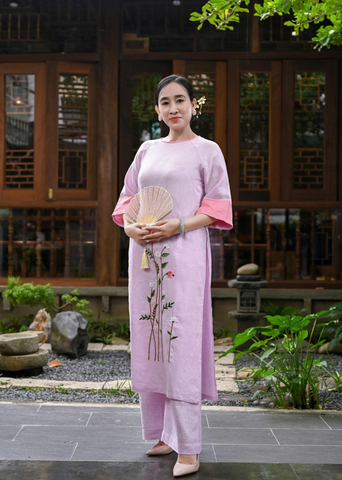  Bộ Áo Dài Linen Premium Hoạ Tiết Thêu Tay 
