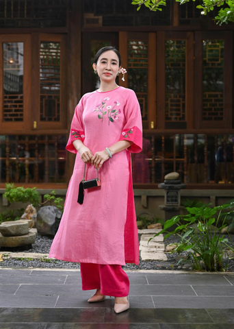  Bộ Áo Dài Linen Premium Hoạ Tiết Thêu Tay 