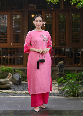  Bộ Áo Dài Linen Premium Hoạ Tiết Thêu Tay 
