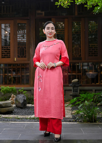  Bộ Áo Dài Linen Premium Hoạ Tiết Thêu Tay 