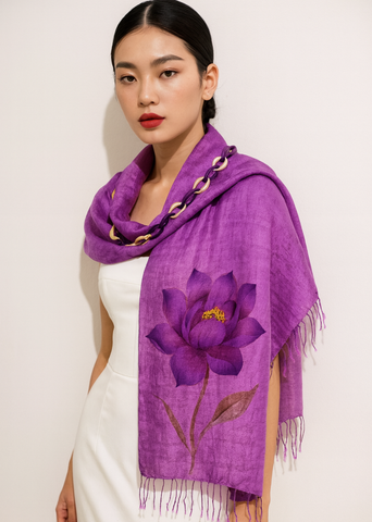  Khăn choàng lụa tơ tằm vẽ tay 85x215cm 