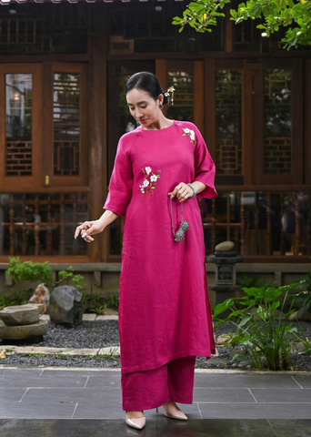  Bộ Áo Dài Linen Premium Hoạ Tiết Thêu Tay 