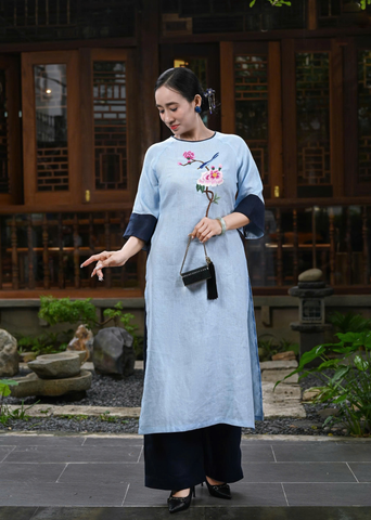  Bộ Áo Dài Linen Premium Hoạ Tiết Thêu Tay 