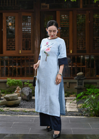  Bộ Áo Dài Linen Premium Hoạ Tiết Thêu Tay 