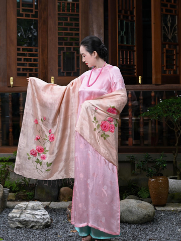  Khăn choàng lụa tơ tằm vẽ tay 85x215cm 