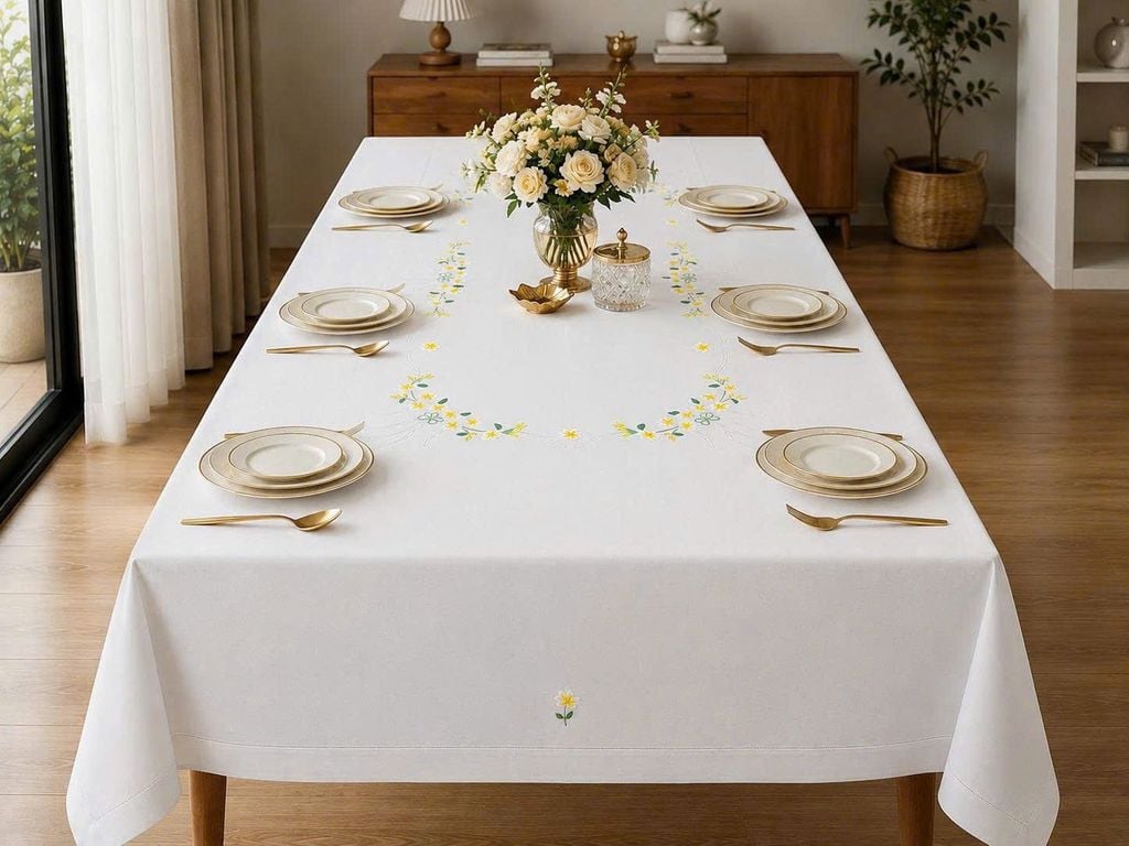  Table Cloth - Khăn bàn 12k 175x300-Cip-Hoa vàng 