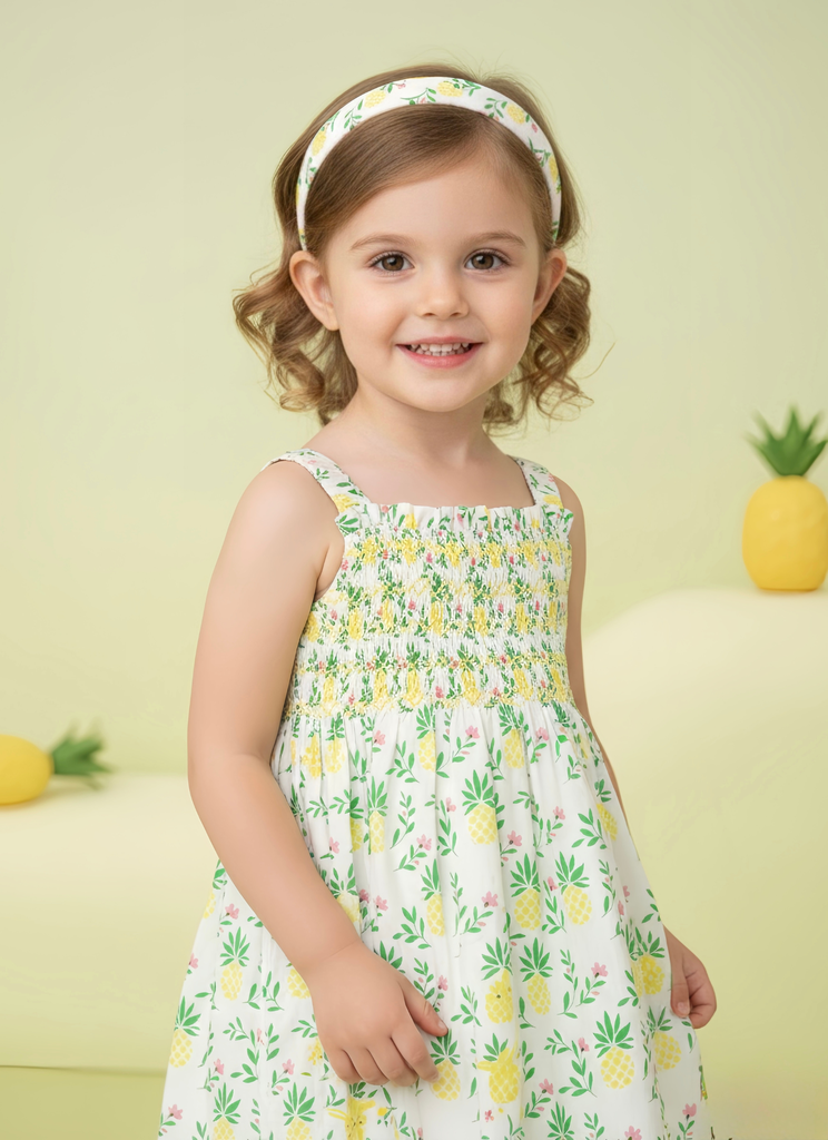  Đầm Smock Hai Dây Hoạ Tiết Trái Thơm 