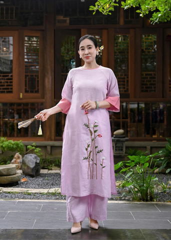  Bộ Áo Dài Linen Premium Hoạ Tiết Thêu Tay 