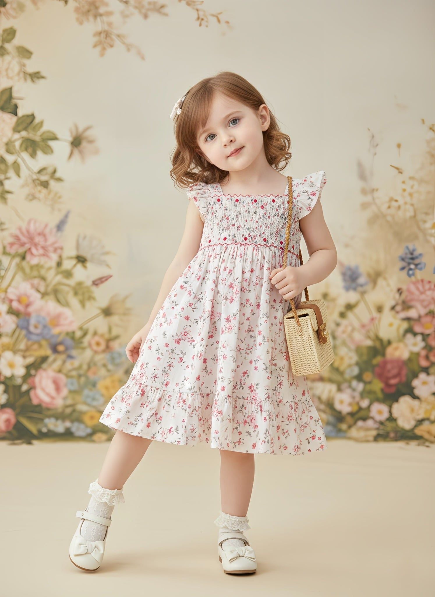  Đầm smock cánh tiên - hoa nhí 