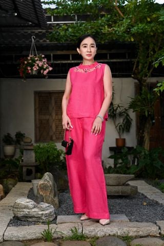  Bộ Sát nách quần dài cổ cao thêu tay 