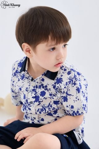  Áo sơ mi bé trai phối cổ xanh đen 