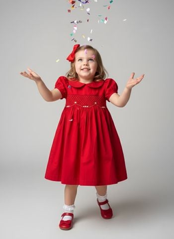  Đầm Smock Cổ Sen 