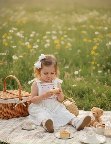  Đầm smock 2 dây - trắng 