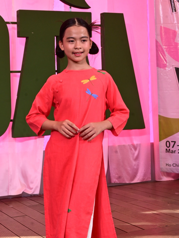  Áo dài Linen cao cấp Bé gái hoạ tiết Thêu tay 