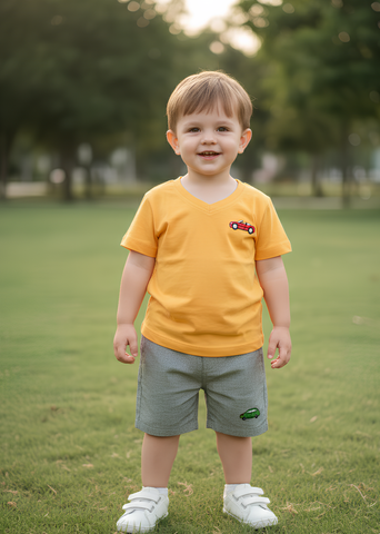  ÁO THUN CỔ TIM BÉ TRAI 