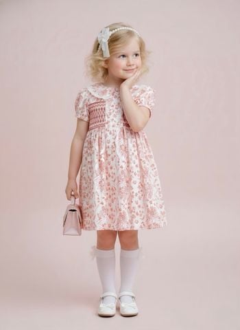  Đầm smock 2 bên cổ ren 