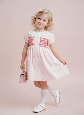  Đầm smock 2 bên cổ ren 