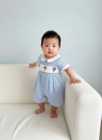  Liền quần bé trai đô thêu viền ống 