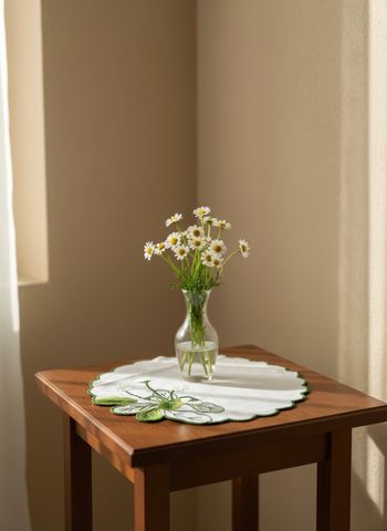  Lót bình hoa tròn thêu hoa đặc 25cm CVN 