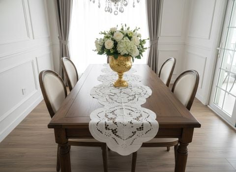  Khăn phủ Piano Thêu trắng 62*138 CVN 