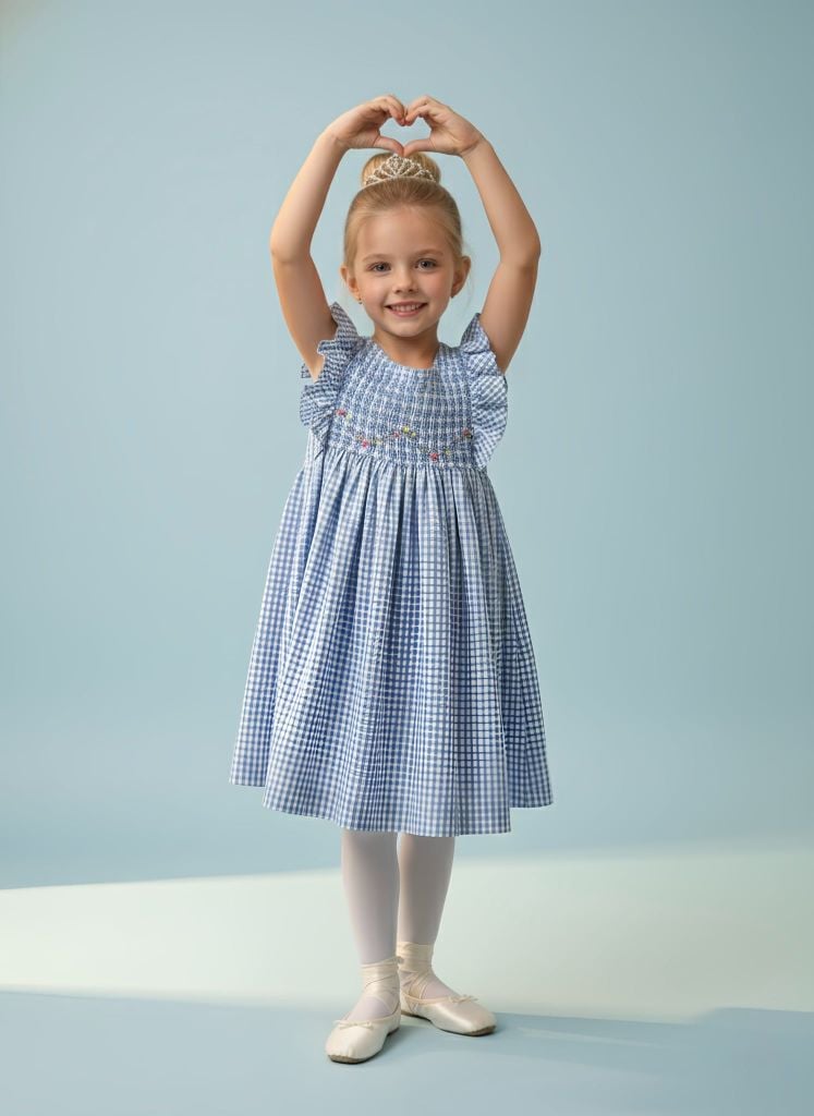  Đầm smock Caro xanh dương 