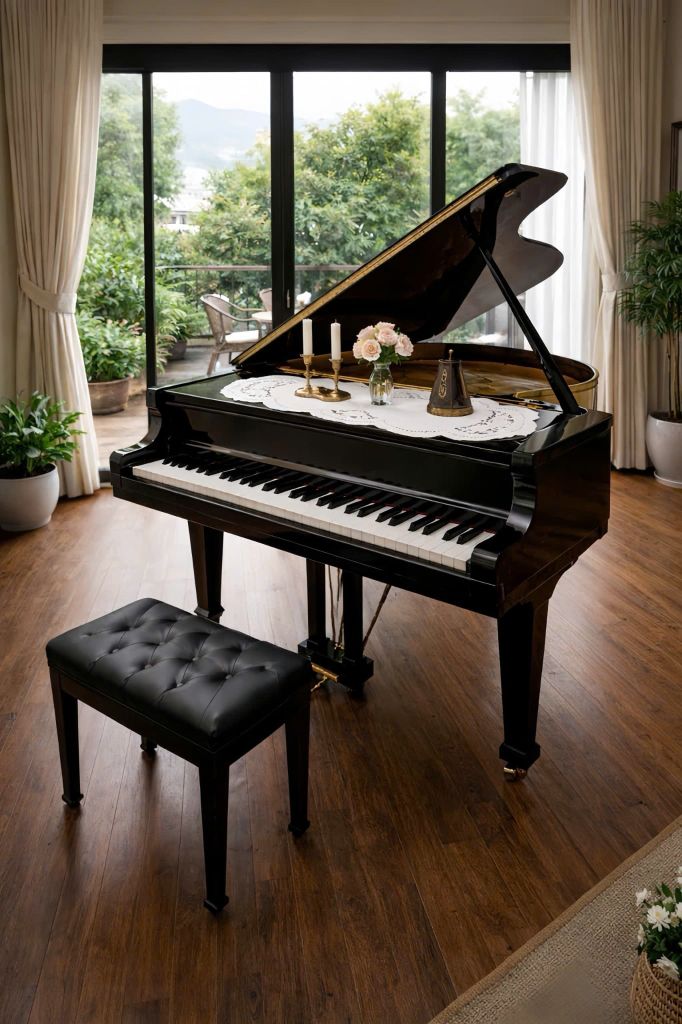  Khăn phủ Piano thêu trắng 50*105 CVN 