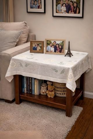  Khăn bàn vuông thêu tay 85cm CVN 