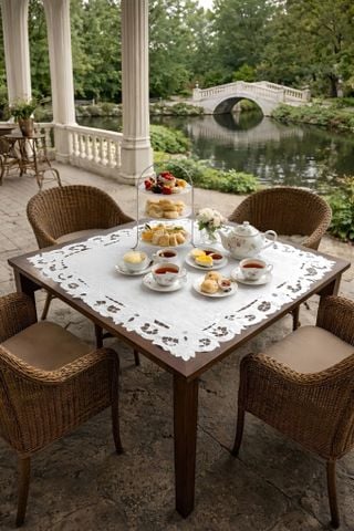  Trải lưng ghế Sofa Thêu trắng vuông 70cm CVN 