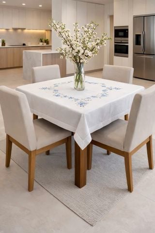  Khăn bàn vuông thêu tay 85cm CVN 