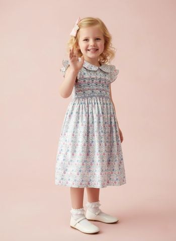  Đầm smock cổ sen cánh tiên 