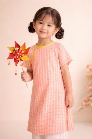  Áo dài nút bọc tròn bé gái DG 149 