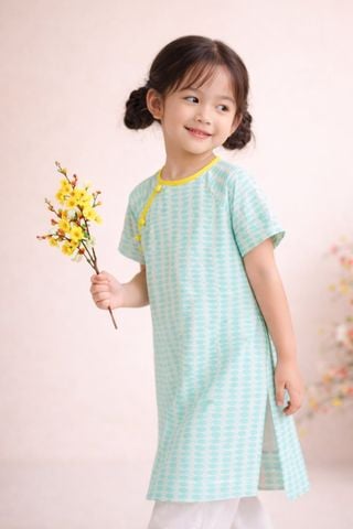  Áo dài nút bọc tròn bé gái DG 149 