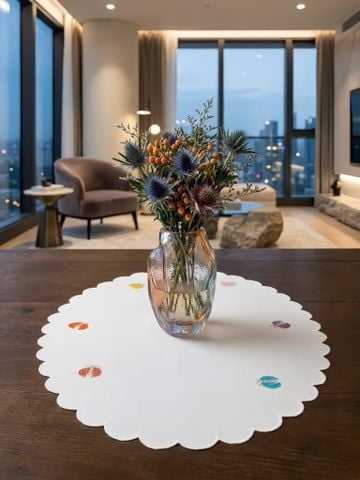  Lót bình hoa tròn Thêu hoa 30cm 