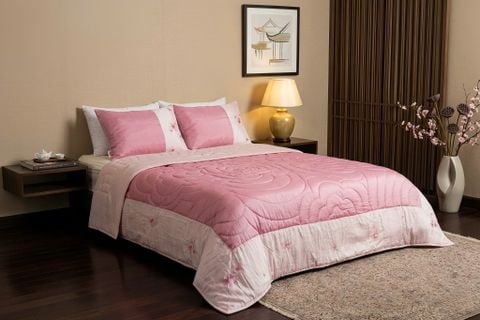  Mền Lụa hoa mai thêu hoa anh đào 220*240 + 2 vỏ gối 50*70 