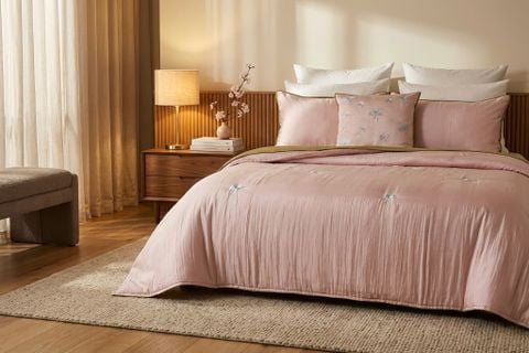  Mền Lụa thêu hoa Đậu biếc 220*240 + 2 vỏ gối 50*70 