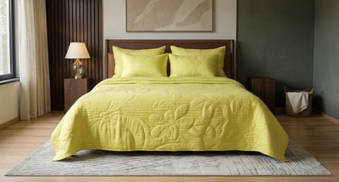  Mền Lụa Thêu Hương bưởi trong lá non 220*240 + 2 vỏ gối 50*70 